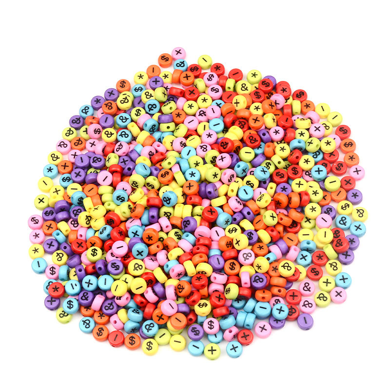 100 τμχ/παρτίδα 4x7mm Σύμβολο Ακρυλικές χάντρες για κοσμήματα Κατασκευάζοντας χαλαρές χάντρες Χειροποίητο DIY βραχιόλι σκουλαρίκια κολιέ