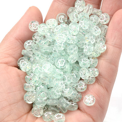 Διαφανής φθορισμός 4*7mm Τυχαία Μικτά Στρογγυλά Επίπεδα Ακρυλικά Λουλούδια Αστέρι Moon Heart Loose Spacer Beads for Diy Jewelry Making