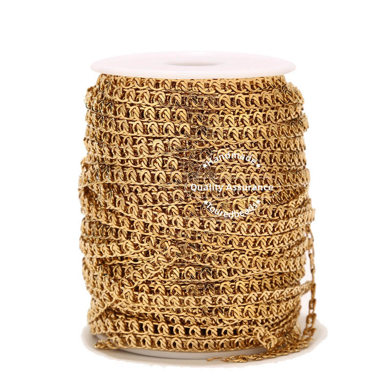 1 μέτρο από ανοξείδωτο ατσάλι 5 χιλιοστών πλάτος συμπαγής επίπεδη αλυσίδα θαλασσινού συνδέσμου χρυσές αλυσίδες ιταλικού στυλ για κατασκευή βραχιολιών κολιέ
