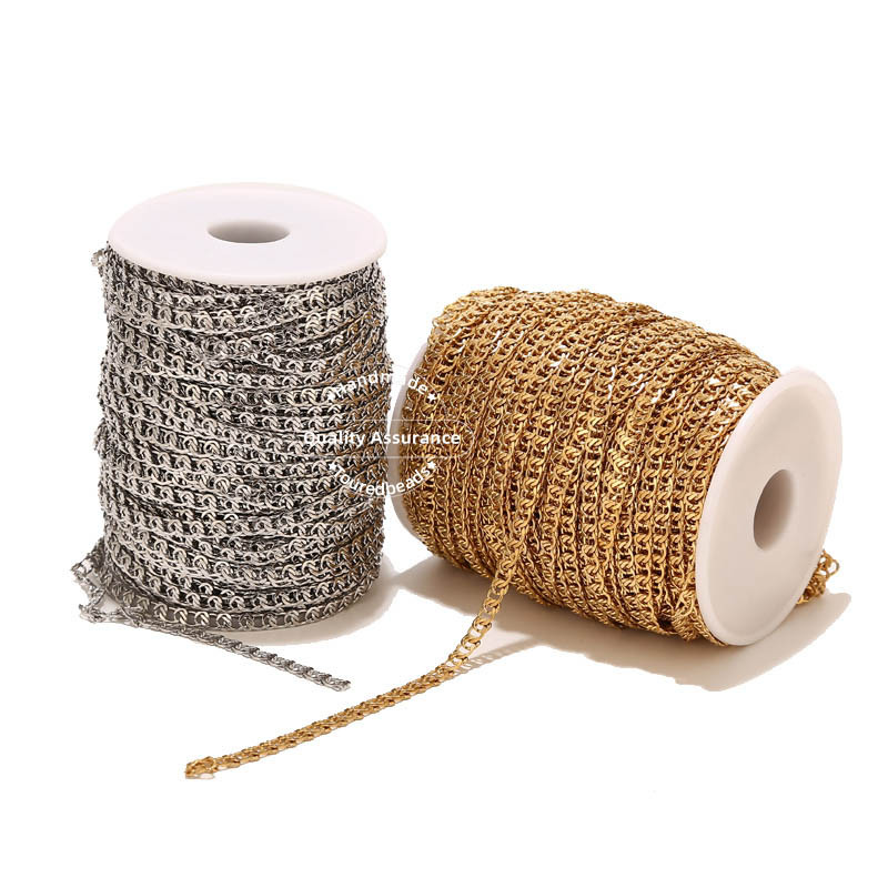 1 μέτρο από ανοξείδωτο ατσάλι 5 χιλιοστών πλάτος συμπαγής επίπεδη αλυσίδα θαλασσινού συνδέσμου χρυσές αλυσίδες ιταλικού στυλ για κατασκευή βραχιολιών κολιέ