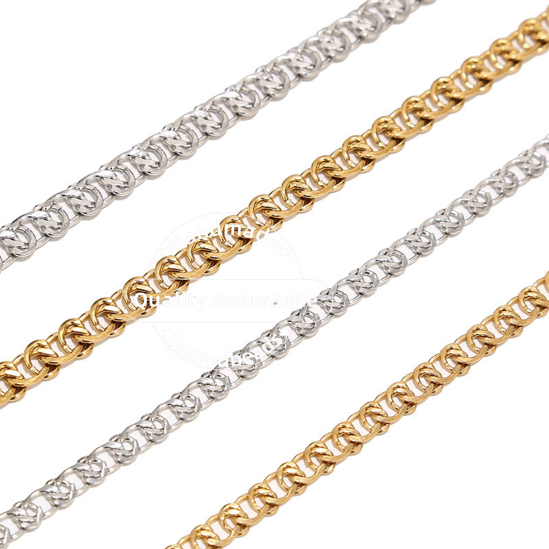 1 μέτρο από ανοξείδωτο ατσάλι 5 χιλιοστών πλάτος συμπαγής επίπεδη αλυσίδα θαλασσινού συνδέσμου χρυσές αλυσίδες ιταλικού στυλ για κατασκευή βραχιολιών κολιέ