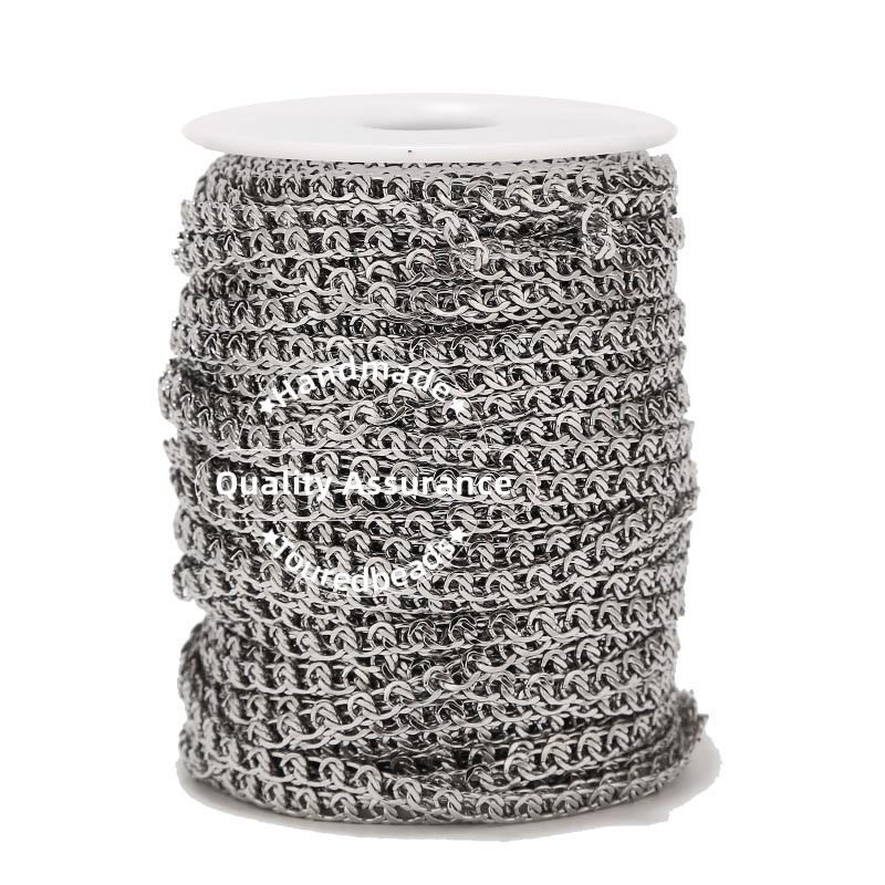 1 μέτρο από ανοξείδωτο ατσάλι 5 χιλιοστών πλάτος συμπαγής επίπεδη αλυσίδα θαλασσινού συνδέσμου χρυσές αλυσίδες ιταλικού στυλ για κατασκευή βραχιολιών κολιέ