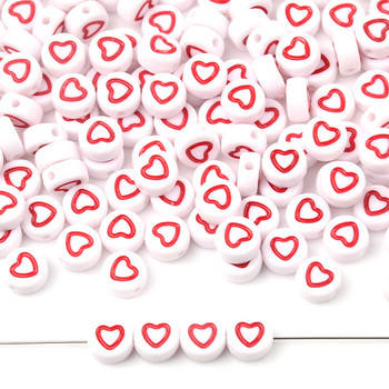 Ακρυλικές χάντρες 4x7mm Κόκκινες κούφιες σε σχήμα καρδιάς Χαλαρές χάντρες διαχωρισμού για κοσμήματα Χειροποίητα αξεσουάρ βραχιολιών Diy