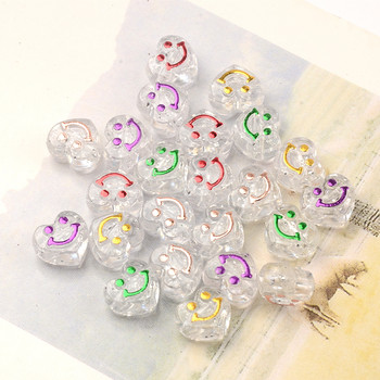 10mm Διαφανές σχήμα καρδιάς Πρόσωπο Smiley Spacer Smile Ακρυλικές χάντρες για κοσμήματα που κατασκευάζουν DIY Σκουλαρίκια Βραχιόλια Αξεσουάρ Χειροτεχνία