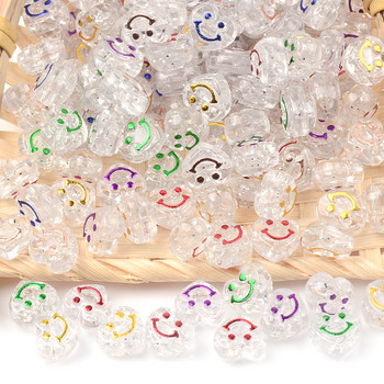 10mm Διαφανές σχήμα καρδιάς Πρόσωπο Smiley Spacer Smile Ακρυλικές χάντρες για κοσμήματα που κατασκευάζουν DIY Σκουλαρίκια Βραχιόλια Αξεσουάρ Χειροτεχνία