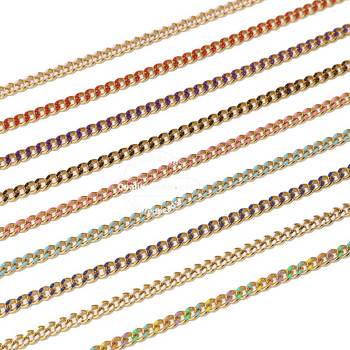 1M неръждаема стомана 4,5 mm ширина позлатен емайл бордюр Cuban Link Chain за мъже жени колие гривна правене 9 цвята