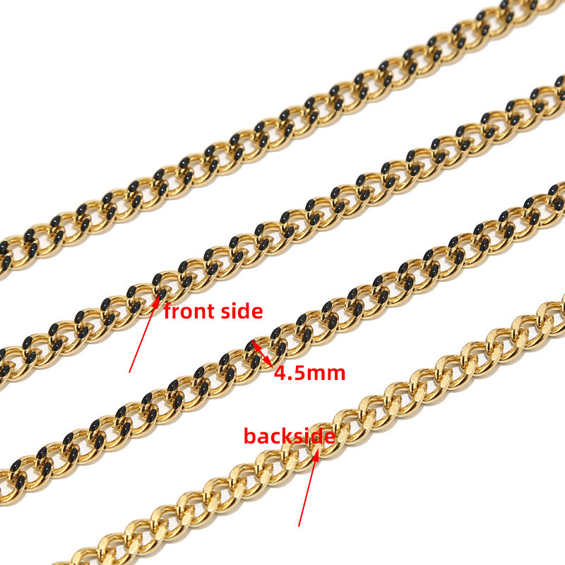 1M από ανοξείδωτο ατσάλι πλάτους 4,5 χιλιοστά επιχρυσωμένο σμάλτο κράσπεδο Cuban Link Chain για άνδρες Γυναικείο βραχιόλι 9 χρωμάτων