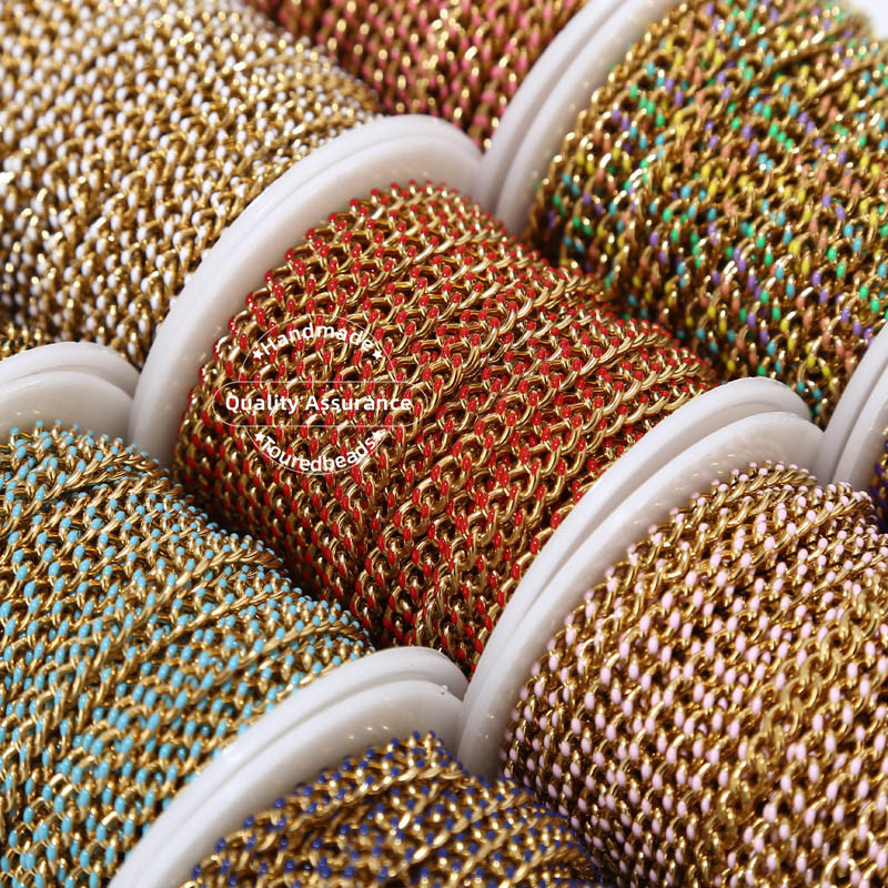 1M από ανοξείδωτο ατσάλι πλάτους 4,5 χιλιοστά επιχρυσωμένο σμάλτο κράσπεδο Cuban Link Chain για άνδρες Γυναικείο βραχιόλι 9 χρωμάτων