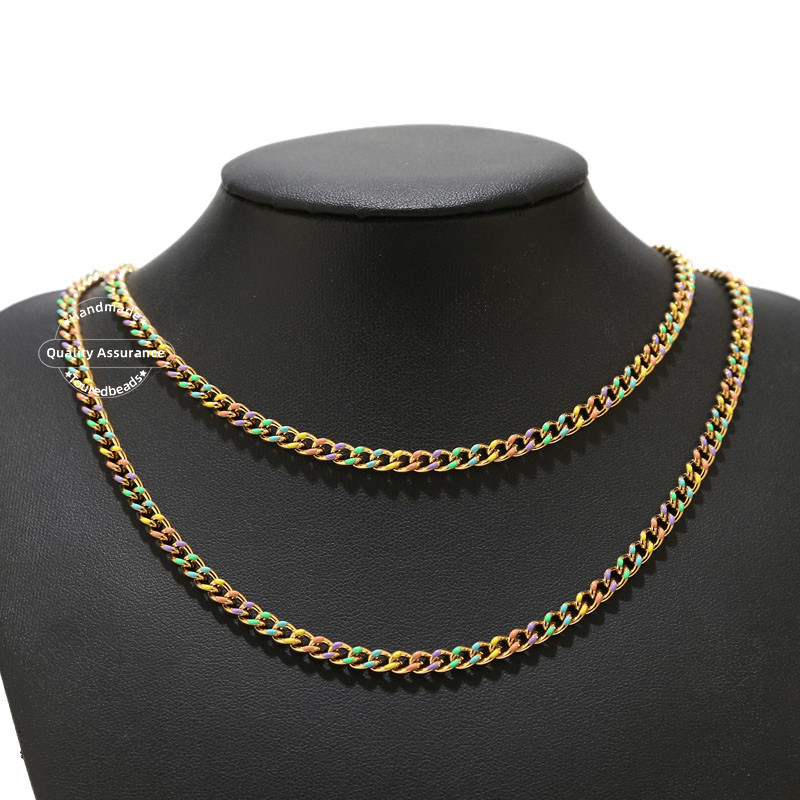 1M από ανοξείδωτο ατσάλι πλάτους 4,5 χιλιοστά επιχρυσωμένο σμάλτο κράσπεδο Cuban Link Chain για άνδρες Γυναικείο βραχιόλι 9 χρωμάτων