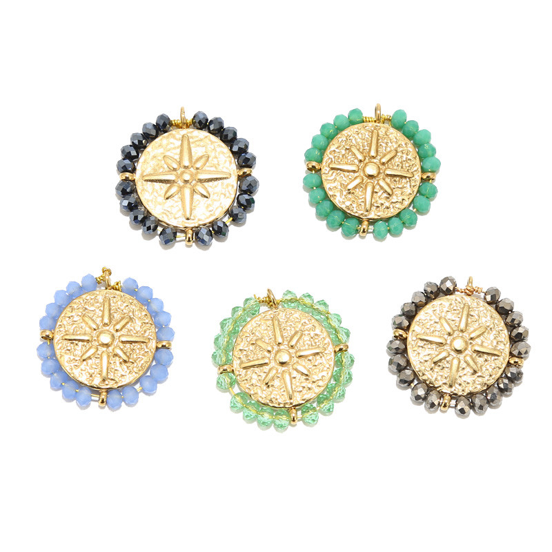 4 τμχ Χειροποίητες κρυστάλλινες χάντρες από ανοξείδωτο ατσάλι Gold North Star Charm μενταγιόν για γυναίκες Κολιέ κοσμήματα Δημιουργία δώρου