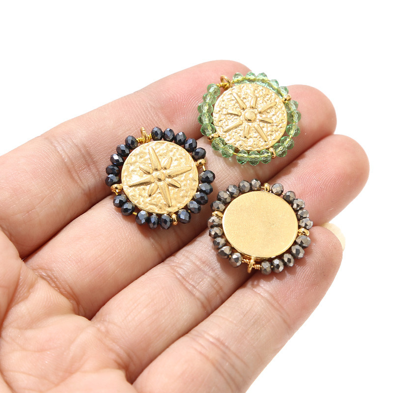 4 τμχ Χειροποίητες κρυστάλλινες χάντρες από ανοξείδωτο ατσάλι Gold North Star Charm μενταγιόν για γυναίκες Κολιέ κοσμήματα Δημιουργία δώρου