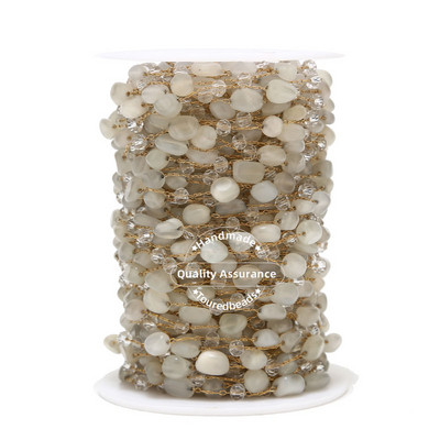 1M ručno izrađeni satelitski lančići od nepravilnog dragog kamenja od nehrđajućeg čelika Lanci od perli od amazonita za nalaze za izradu nakita „uradi sam“