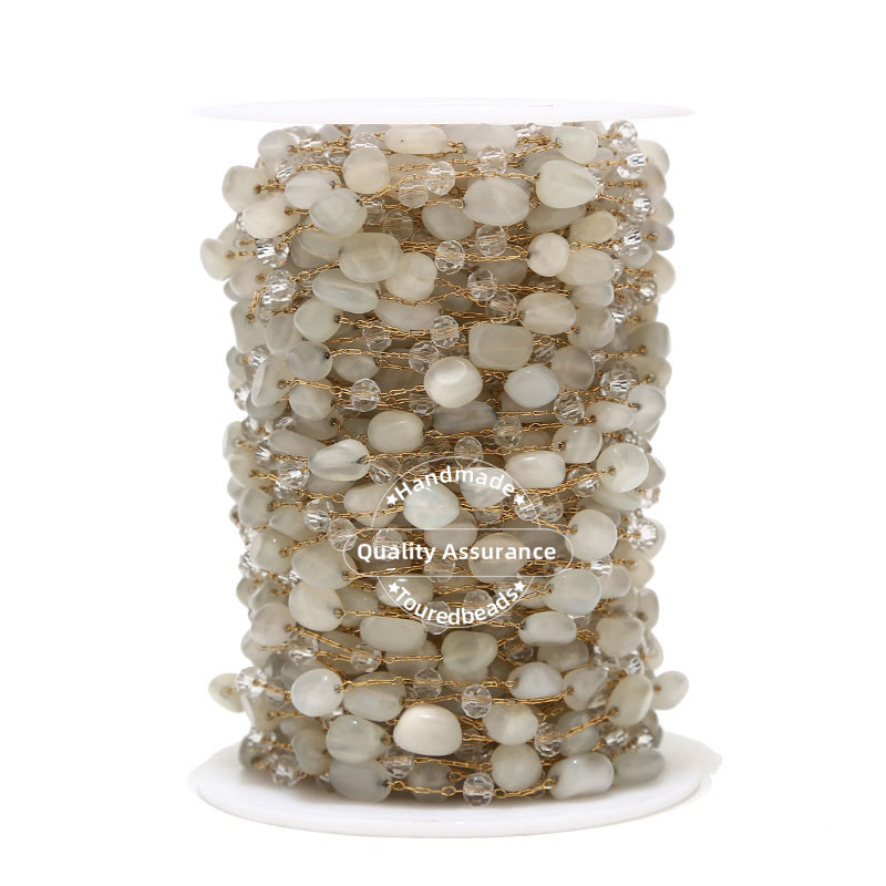 1M ručno izrađeni satelitski lančići od nepravilnog dragog kamenja od nehrđajućeg čelika Lanci od perli od amazonita za nalaze za izradu nakita „uradi sam“