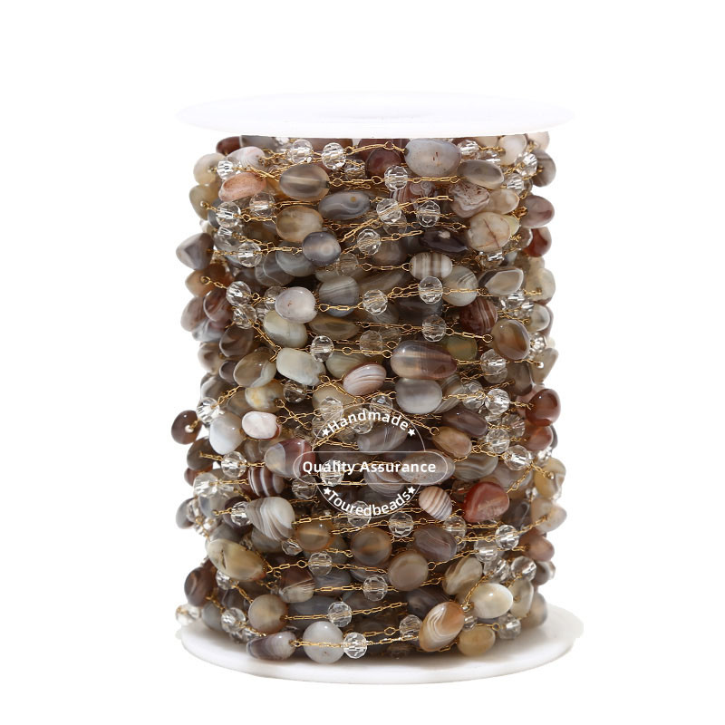 1M ručno izrađeni satelitski lančići od nepravilnog dragog kamenja od nehrđajućeg čelika Lanci od perli od amazonita za nalaze za izradu nakita „uradi sam“