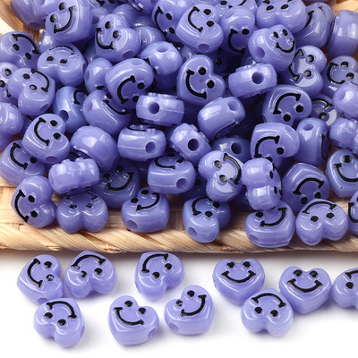 10 mm ljubičasti smajlić u obliku srca Spacer Smile Akrilne perle za izradu nakita DIY Naušnice Narukvica Pribor Rukotvorine