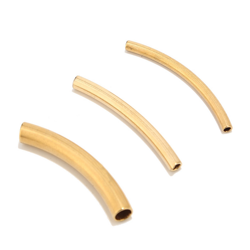 20 τμχ/παρτίδα 40mmx6mm Χρυσός τόνος Ομαλές μακριές καμπύλες διαχωριστικές χάντρες σωλήνων noodle για κατασκευή κοσμημάτων DIY
