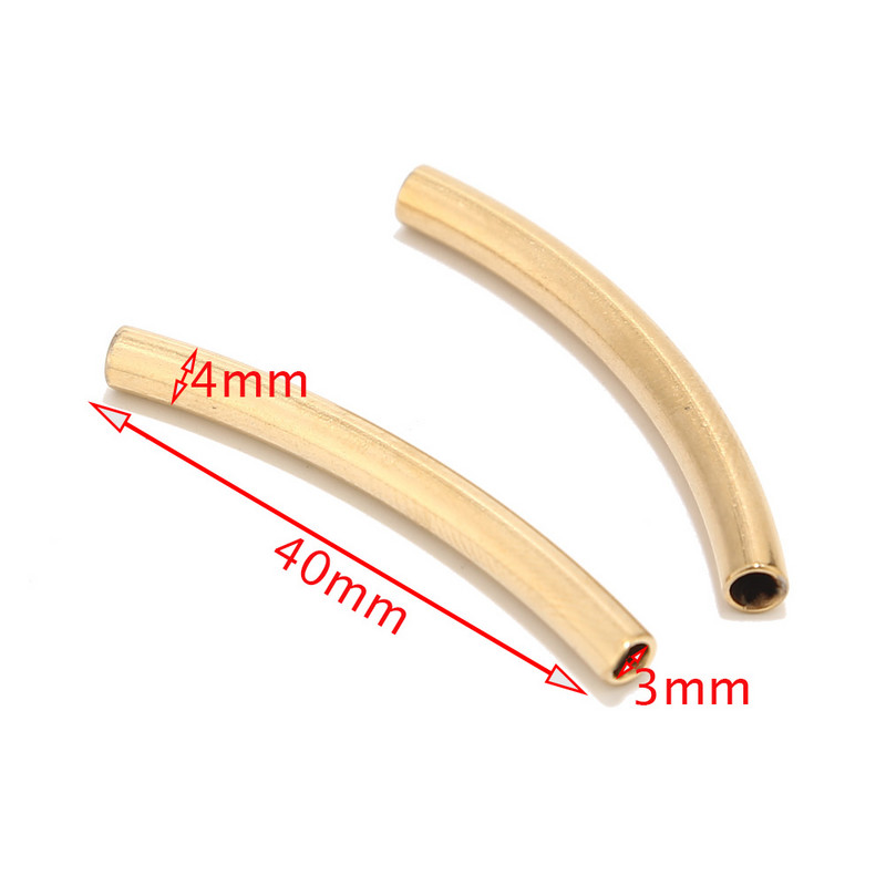 20 τμχ/παρτίδα 40mmx6mm Χρυσός τόνος Ομαλές μακριές καμπύλες διαχωριστικές χάντρες σωλήνων noodle για κατασκευή κοσμημάτων DIY