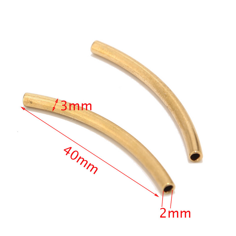 20 τμχ/παρτίδα 40mmx6mm Χρυσός τόνος Ομαλές μακριές καμπύλες διαχωριστικές χάντρες σωλήνων noodle για κατασκευή κοσμημάτων DIY