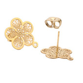 40 kom/lot Šuplji cvjetni klin za naušnice od nehrđajućeg čelika, 15 mm, igle za igle, DIY naušnice, dodaci, nalazi za izradu nakita