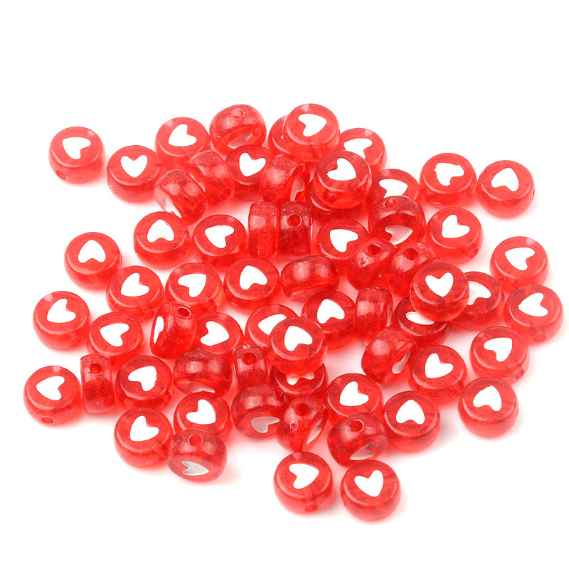 4x7mm Λευκή Καρδιά Διαφανείς Κόκκινες Ακρυλικές Χάντρες Diy Παιδικό Βραχιόλι Επίπεδες Στρογγυλές Χάντρες για Αξεσουάρ με Χάντρες Κατασκευής Κοσμημάτων
