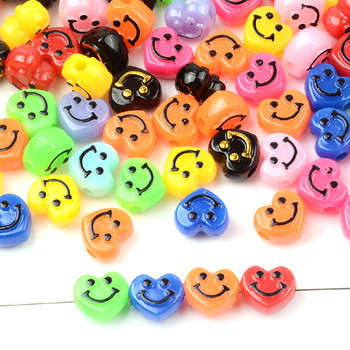 10 мм цветна сърцевидна усмивка Spacer Mix Smile Акрилни мъниста за изработка на бижута Направи си сам обеци Гривна Аксесоари Занаяти