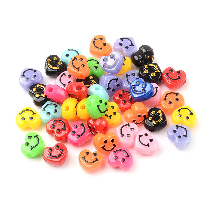 10 mm Šareni osmijeh u obliku srca Razmaknica Mješavina Osmijeh Akrilne perle za izradu nakita DIY Naušnice Narukvice Pribor Rukotvorine