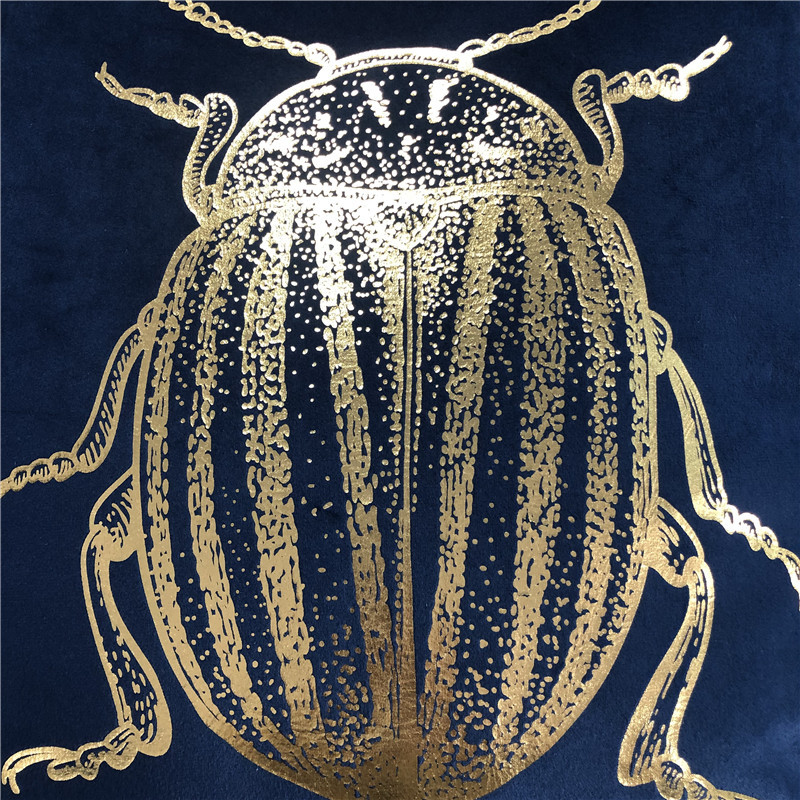 Κάλυμμα μαξιλαριού εκτύπωσης με φύλλο εντόμων με τις καλύτερες πωλήσεις τετράγωνο βελούδινο χρυσό μαξιλαροθήκη με σκαθάρι μοντέρνα