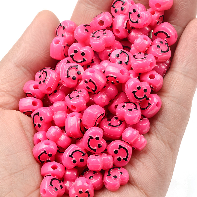 10 mm ruža crvena u obliku srca odstojnik crni osmijeh akrilne perle za izradu nakita DIY naušnice narukvica dodaci