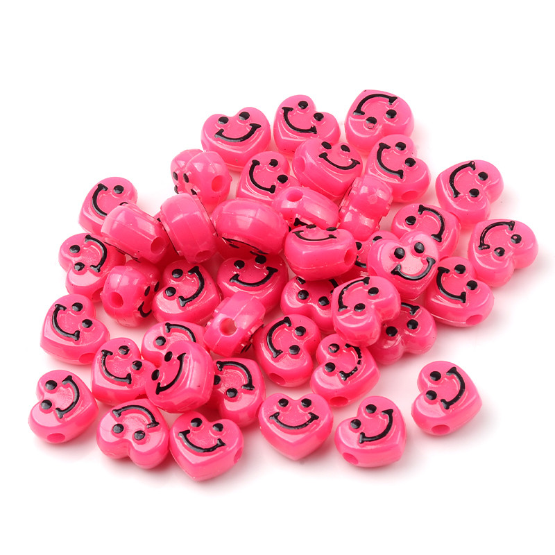 10 mm ruža crvena u obliku srca odstojnik crni osmijeh akrilne perle za izradu nakita DIY naušnice narukvica dodaci