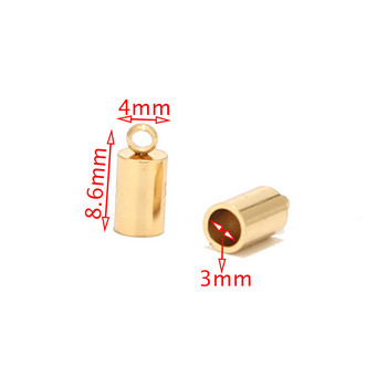 50 τμχ. Χρυσός τόνος από ανοξείδωτο ατσάλι 3mm/4mm/5mm/6mm Ακρα κορδονιού Δερμάτινα καπάκια άκρων Δερμάτινα κορδόνια με θηλιά