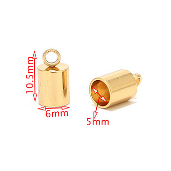 50 бр. Златен оттенък от неръждаема стомана 3 мм/4 мм/5 мм/6 мм Накрайници на кабели Кожени накрайници Накрайници на кожени кабели с примка