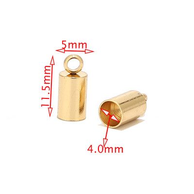 50 τμχ. Χρυσός τόνος από ανοξείδωτο ατσάλι 3mm/4mm/5mm/6mm Ακρα κορδονιού Δερμάτινα καπάκια άκρων Δερμάτινα κορδόνια με θηλιά