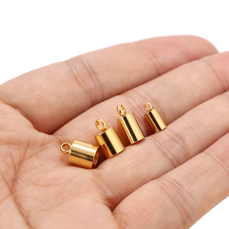 50 τμχ. Χρυσός τόνος από ανοξείδωτο ατσάλι 3mm/4mm/5mm/6mm Ακρα κορδονιού Δερμάτινα καπάκια άκρων Δερμάτινα κορδόνια με θηλιά