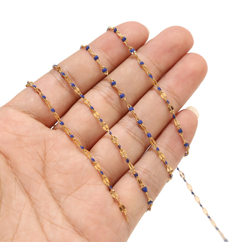 Γυναικείο κολιέ 2M από ανοξείδωτο ατσάλι, πολύχρωμες αλυσίδες χειλιών με σμάλτο, βραχιόλι χωρίς νικέλιο