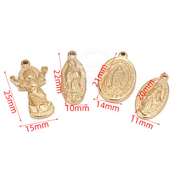 5 τμχ/Παρτίδα Ανοξείδωτο ατσάλι Χρυσό Κρεμαστό μετάλλιο Μαρία Θρησκευτικά γούρια για γυναίκες Κολιέ Κατασκευή κοσμημάτων προστασίας από το κακό