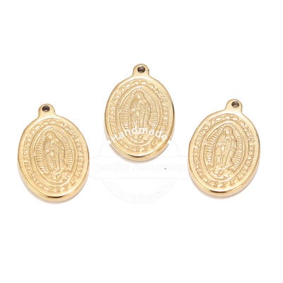 5 τμχ/Παρτίδα Ανοξείδωτο ατσάλι Χρυσό Κρεμαστό μετάλλιο Μαρία Θρησκευτικά γούρια για γυναίκες Κολιέ Κατασκευή κοσμημάτων προστασίας από το κακό