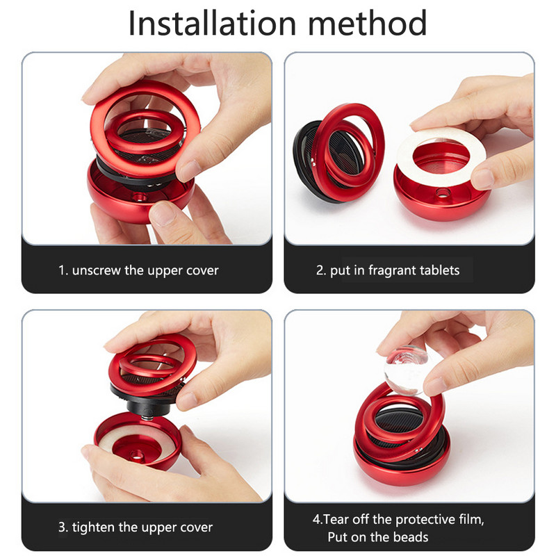 Päikeseenergiaga pöörlev auto õhuvärskendaja auto parfüümid interjööri tarvikud meeste ja naiste originaalsed aroomihajuti lõhnakaunistused