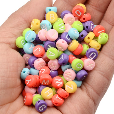 100 kom/lot Jednobojne akrilne perle Šarene perle sa slovima za izradu nakita DIY dodaci Narukvica Ogrlica Veleprodaja