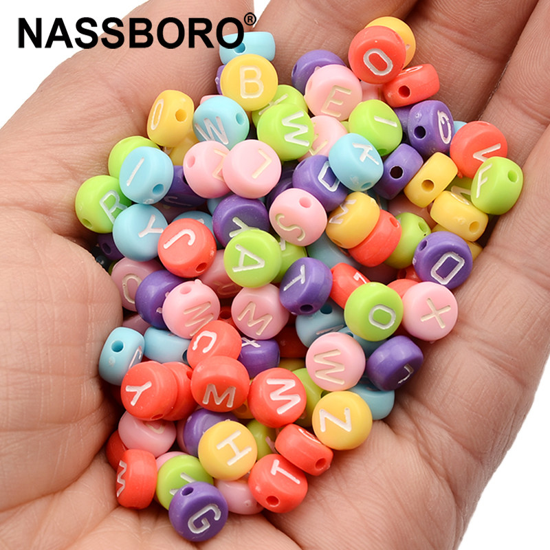 100 kom/lot Jednobojne akrilne perle Šarene perle sa slovima za izradu nakita DIY dodaci Narukvica Ogrlica Veleprodaja