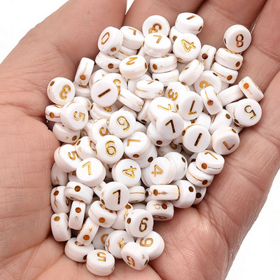 100 kom okruglih bijelih akrilnih zlatnih digitalnih perli za izradu nakita za djecu, diy materijal, labave razmaknice 4*7 mm