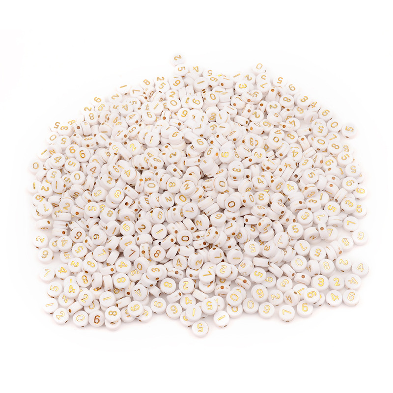 100 kom okruglih bijelih akrilnih zlatnih digitalnih perli za izradu nakita za djecu, diy materijal, labave razmaknice 4*7 mm