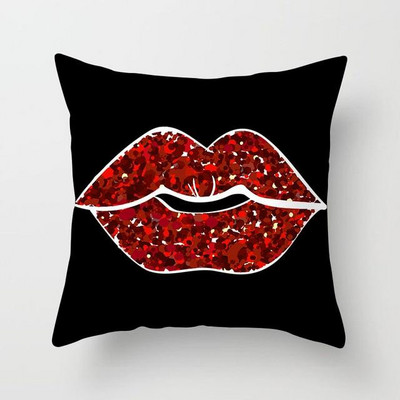 Heart Love Red Lips Print Ukrasni jastuci Jastučnica Poliesterska navlaka za jastuk Baciti jastuk Ukras za kauč Jastučnica