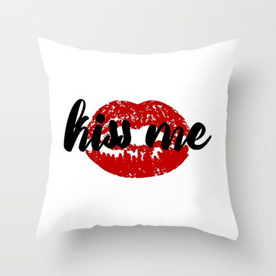 Heart Love Red Lips Print Ukrasni jastuci Jastučnica Poliesterska navlaka za jastuk Baciti jastuk Ukras za kauč Jastučnica