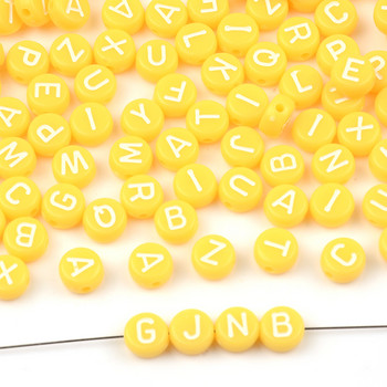 Жълти букви Акрилни мъниста Разделители Свободни пластмасови мъниста за изработка на бижута Ръчно изработени занаяти Направи си сам Аксесоари на едро