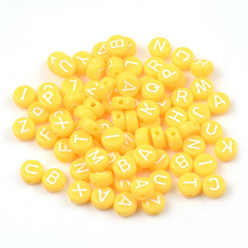 Κίτρινο γράμμα ακρυλικές χάντρες Spacer Loose πλαστικές χάντρες για κοσμήματα κατασκευή χειροποίητων χειροτεχνιών DIY αξεσουάρ Χονδρική