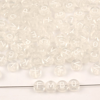 7 мм прозрачни бели акрилни мъниста със смесени букви Плоски кръгли азбучни дистанционни мъниста за изработка на бижута Ръчно изработена гривна направи си сам