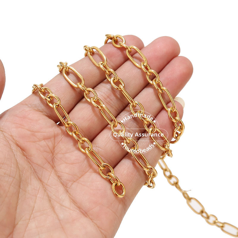 1M od nehrđajućeg čelika 7 mm zlatni Rolo lančići za kabele Okrugla žica Chic 3:1 lanac prikladan za DIY pribor za izradu nakita Veleprodaja, veliko