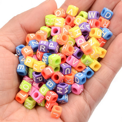 100 kom 6 mm mješovite kocke akrilne perle bijela slova labave razmaknice perle za izradu nakita narukvica ogrlica diy materijal
