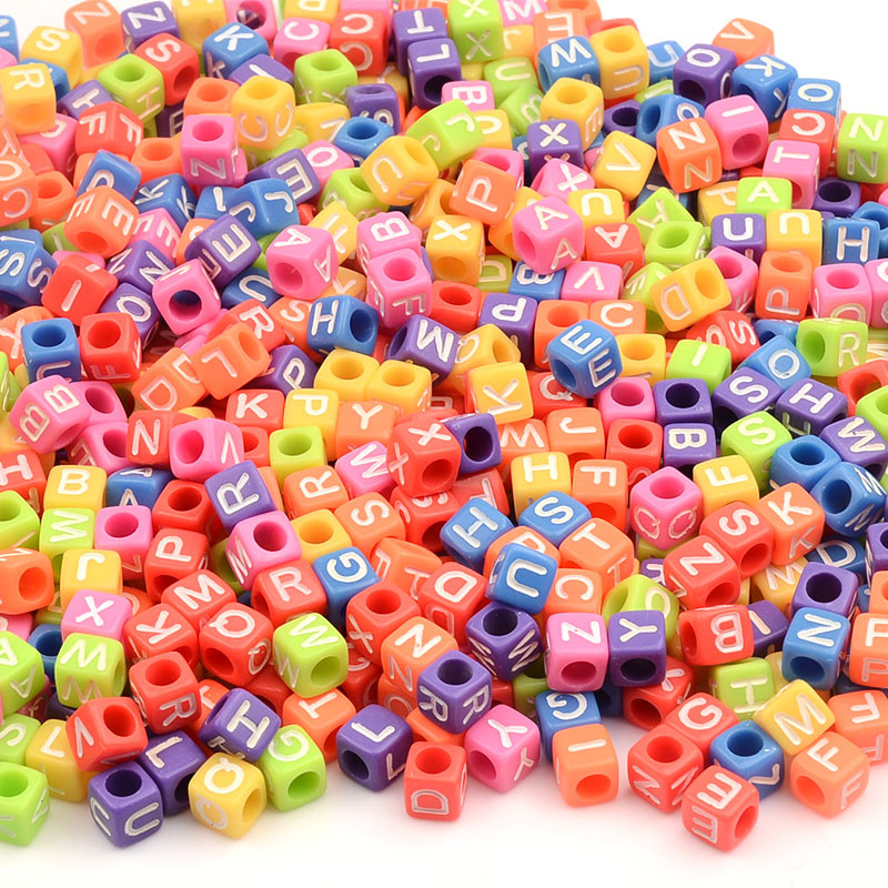 100 kom 6 mm mješovite kocke akrilne perle bijela slova labave razmaknice perle za izradu nakita narukvica ogrlica diy materijal