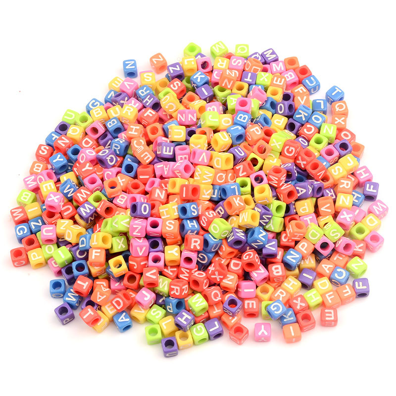 100 kom 6 mm mješovite kocke akrilne perle bijela slova labave razmaknice perle za izradu nakita narukvica ogrlica diy materijal
